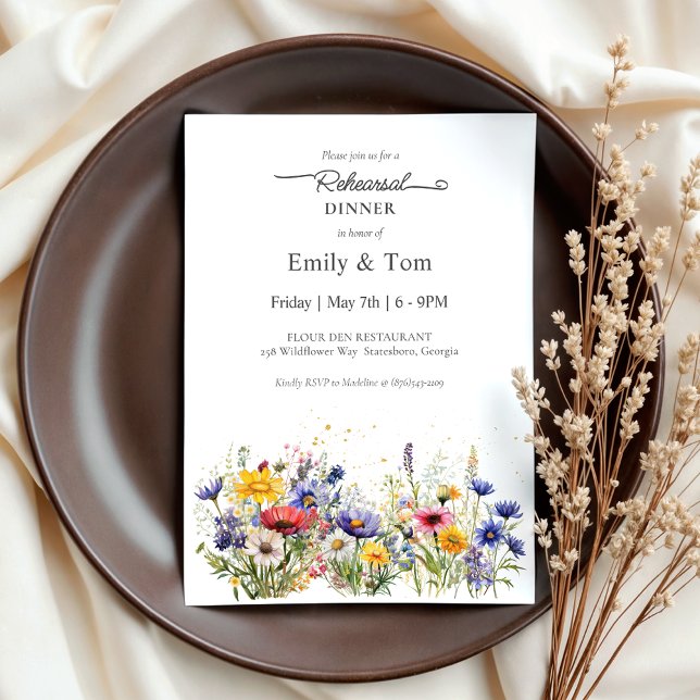 Invitation Dîner de répétition moderne boho chic aux fleurs s (Créateur téléchargé)