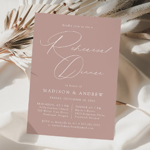 Invitation Dîner de répétition Moderne Élégant Script Rose Po
