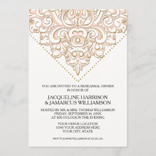 Invitation Dîner de répétition moderne en dentelle de mouchoi