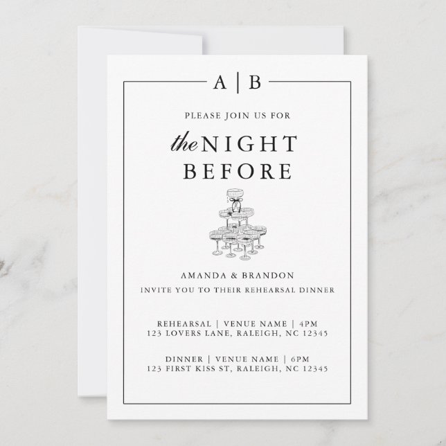 Invitation Dîner de répétition moderne et élégant (Devant)