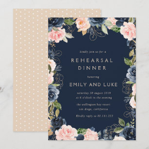 Invitation Dîner de répétition moderne et fleuri