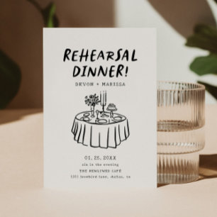 Invitation Dîner de répétition moderne illustré