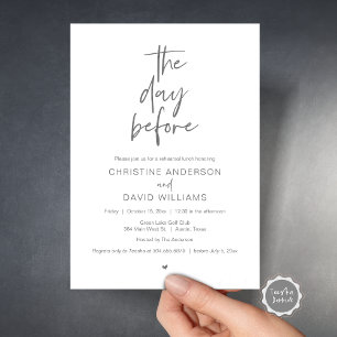 Invitation Dîner de répétition moderne, la veille