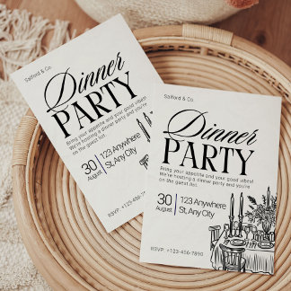 Invitation Dîner de répétition moderne noir et blanc Invitati