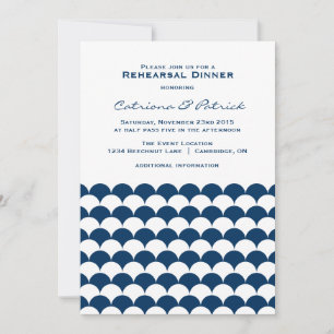 Invitation Dîner de répétition Motif des vagues nautiques Inv