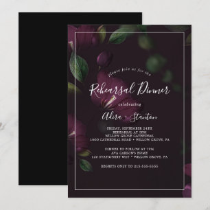 Invitation Dîner de répétition Motif Moody Purple Blooms