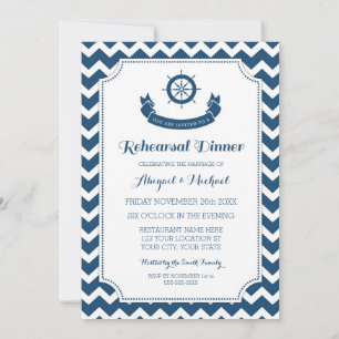 Invitation Dîner de répétition nautique bleu