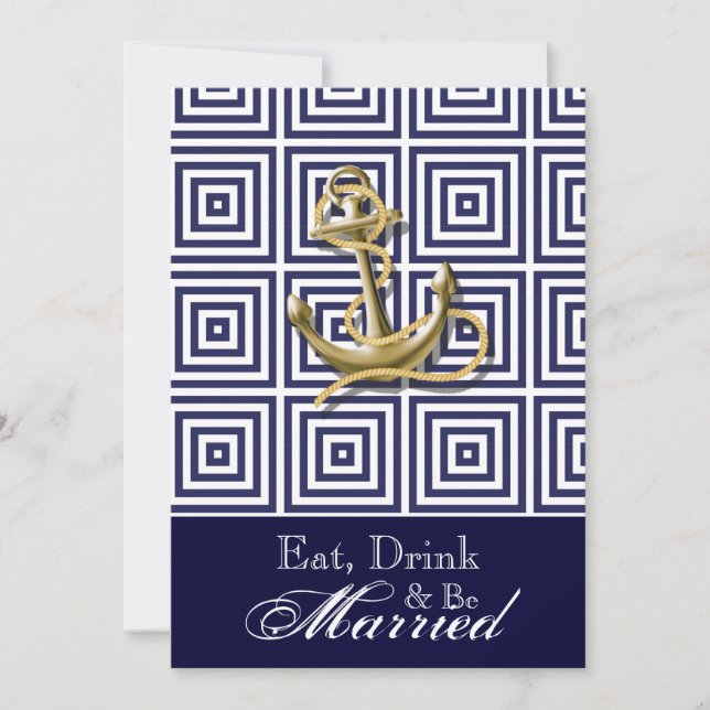 Invitation Dîner de répétition nautique de la Marine Blue mot (Devant)