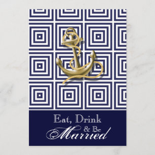 Invitation Dîner de répétition nautique de la Marine Blue mot