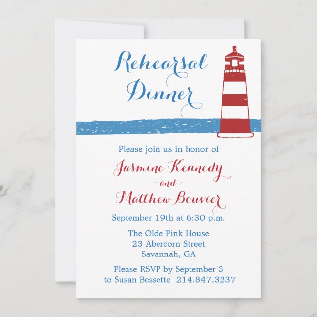 Invitation Dîner de répétition nautique Phare Bleu (Devant)