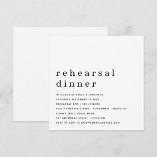 Invitation Dîner de répétition noir blanc contemporain Invita