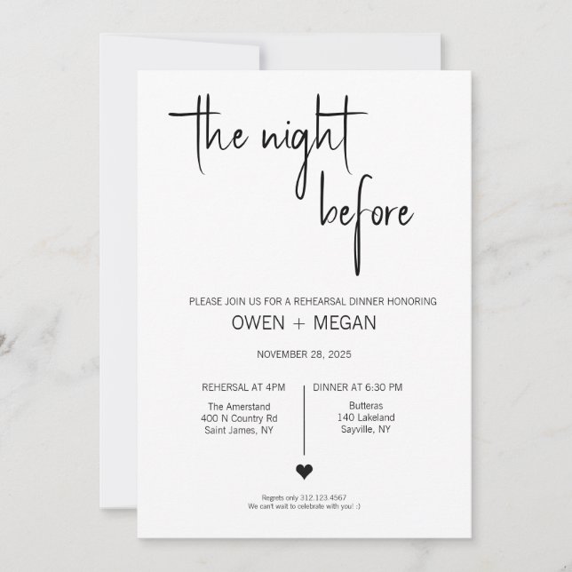 Invitation Dîner De Répétition, Nuit Avant (Devant)