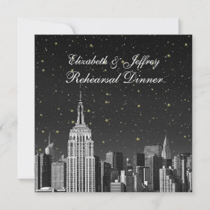 Invitation Dîner de répétition NYC ESB Skyline Gravé sur fond