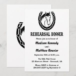 Invitation Dîner de répétition occidentale Cheval Rustique Ma
