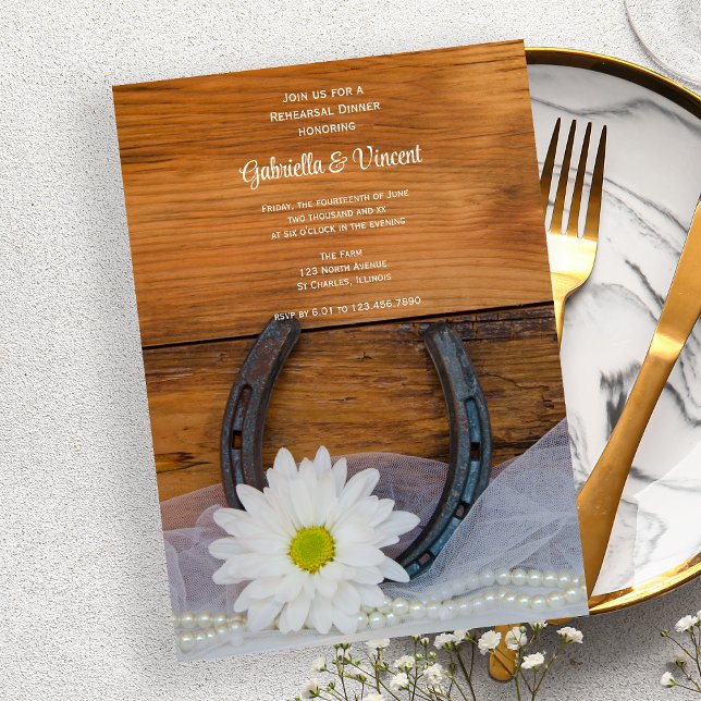 Invitation Dîner de répétition occidentale White Daisy et Hor (Créateur téléchargé)