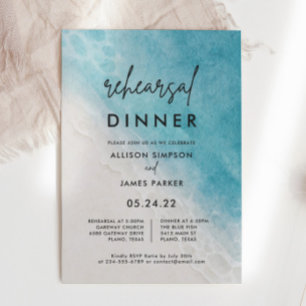 Invitation Dîner de répétition Ocean Watercolor Beach