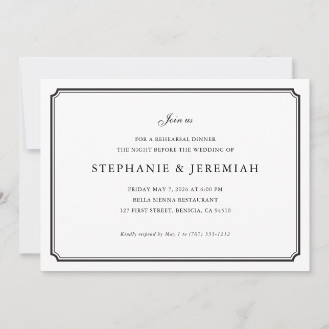 Invitation Dîner de répétition officiel (Devant)