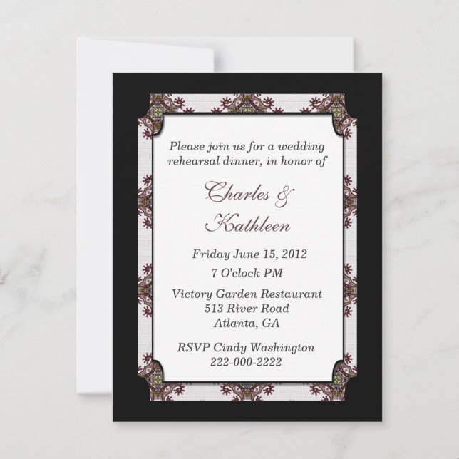 Invitation Dîner de répétition officiel des Mariages Invitati (Devant)