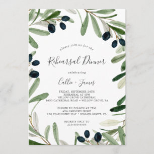 Invitation Dîner de répétition Olive moderne