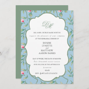 Invitation Dîner de répétition Omphalodes Blue et Basil Green
