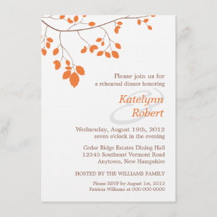 Invitation Dîner de répétition Orange Romance