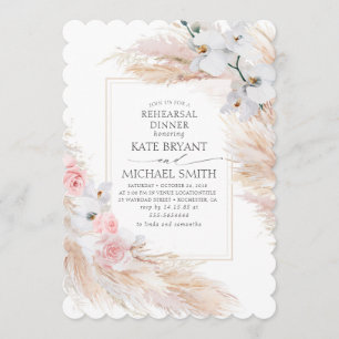 Invitation Dîner de répétition Pampas Grass and White Orchids