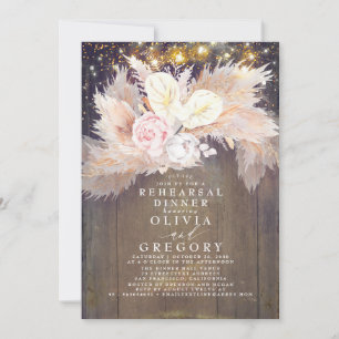 Invitation Dîner de répétition Pampas Grass Rose Floral Rusti