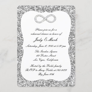 Invitation Dîner de répétition Parties scintillant d'argent D