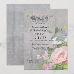 Invitation Dîner de répétition Peine de fleur sauvage Bois ru