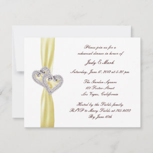 Invitation Dîner de répétition personnalisée Citron Coeurs