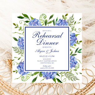 Invitation Dîner de répétition photo d'hortensia bleu