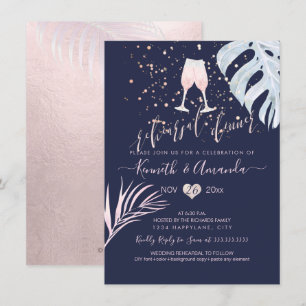 Invitation Dîner de répétition PixDezines/Champagne Rose+Palm