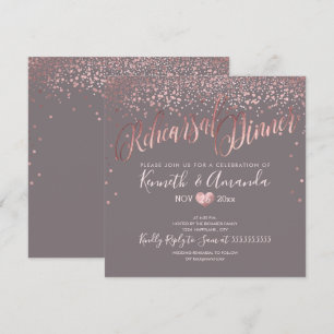 Invitation Dîner de répétition PixDezines/Faux RoseGold Confe
