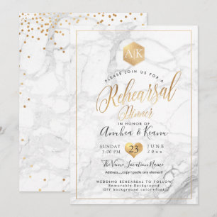 Invitation Dîner de répétition PixDezines + peigne d'or Faux