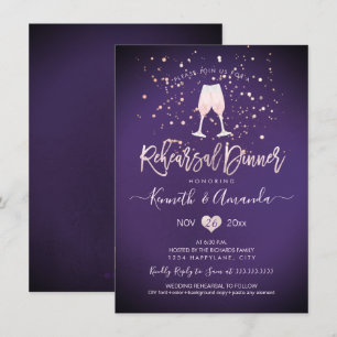 Invitation Dîner de répétition PixDezines Plum Champagne Rose