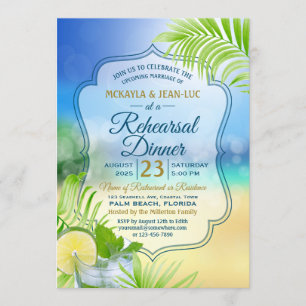 Invitation Dîner de répétition Plage Mariage Palm Tree Feuill