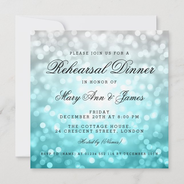 Invitation Dîner de répétition Plage Ombre Lumières Parties s (Devant)