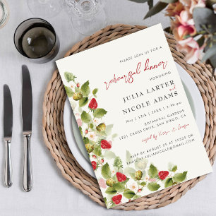 Invitation Dîner de répétition pour Fleurs de fraises rouges