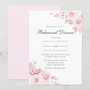 Invitation Dîner de répétition pour Fleurs élégantes et Douce