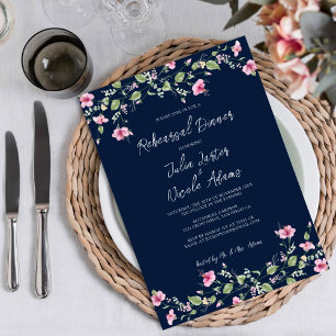 Invitation Dîner de répétition pour le mariage au thème de fl
