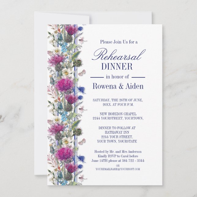Invitation Dîner de répétition pour Mariage écossais de chard (Devant)