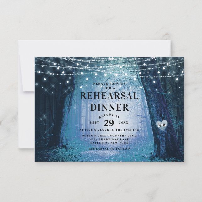 Invitation Dîner de répétition pour Mariages forestiers encha (Devant)