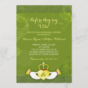 Invitation Dîner de répétition pour Mariages irlandais écossa