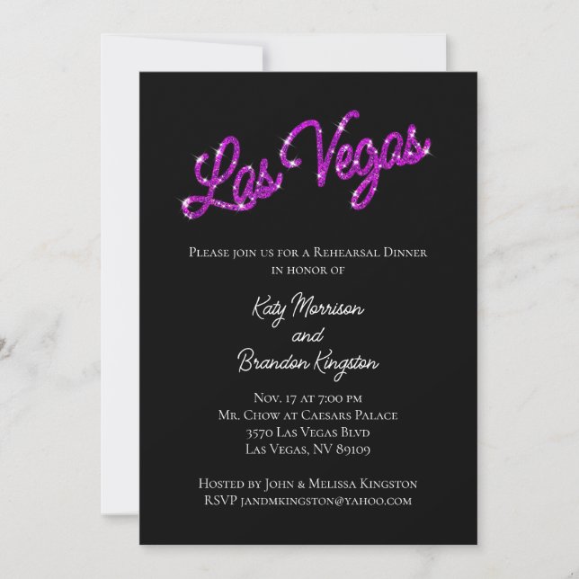 Invitation Dîner de répétition Purple Las Vegas (Devant)