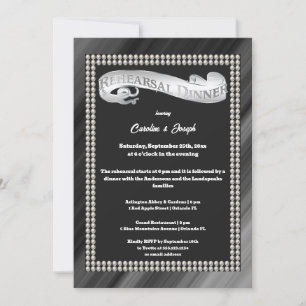 Invitation Dîner de répétition Rétro Noir & Blanc Perles