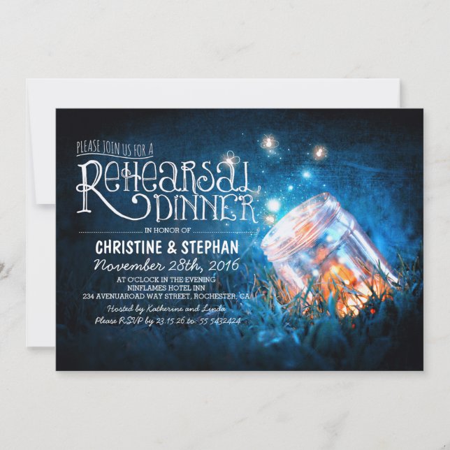 Invitation Dîner de répétition romantique de bocal de mason e (Devant)
