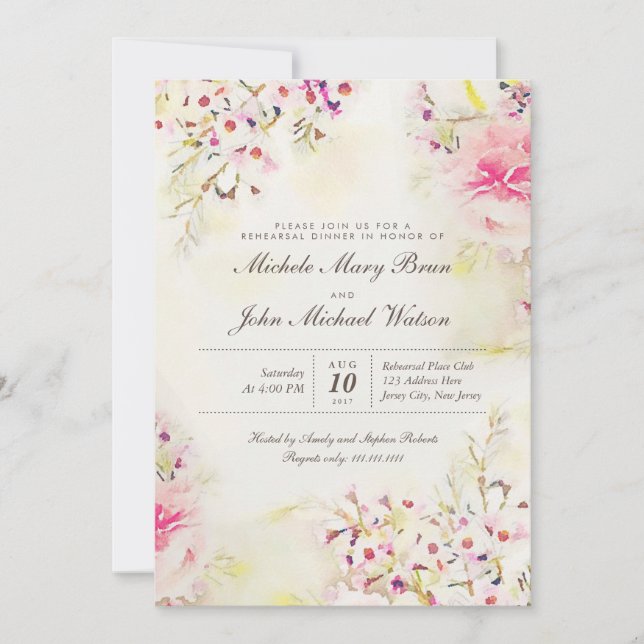 Invitation Dîner de répétition romantique Floral Boho Invitat (Devant)