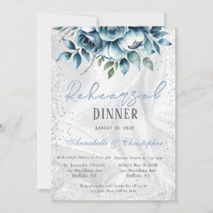 Invitation Dîner de répétition Rose Dusty Blue Silver