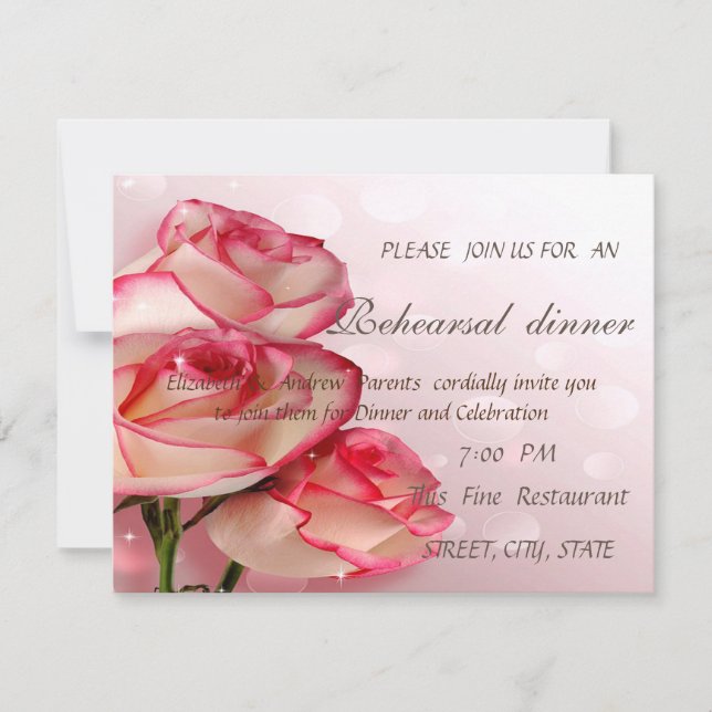 Invitation Dîner De Répétition Rose Élégant (Devant)