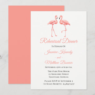 Invitation Dîner de répétition rose Flamant rose Mariage Luau